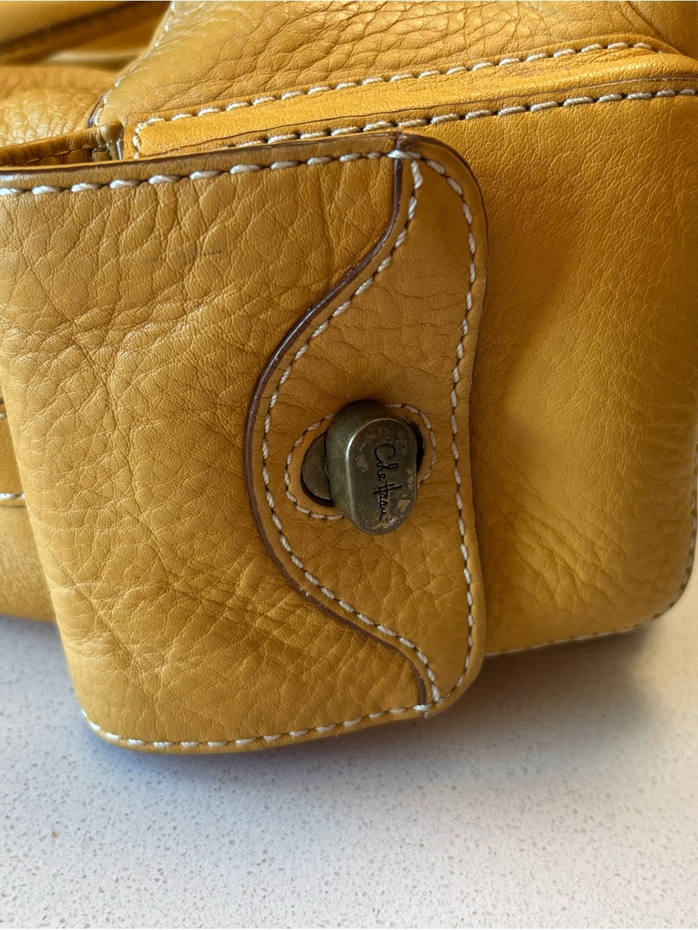 Cole Haan Mustard Leather Drawstring Shoulder Bag - Picture 3 of 14